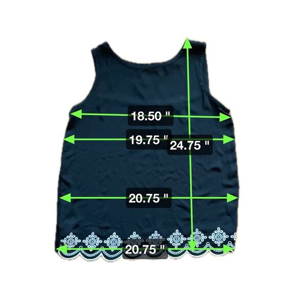 Ann Taylor LOFT Black Tank White Lace Crochet Hem Crew Neck Women’s Size M - Picture 7 of 7